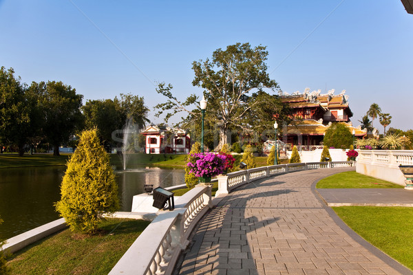 beautiful buildings and park in the Sommerpalace Bang Pa In Stock photo © meinzahn