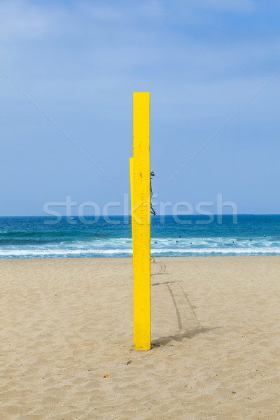 Volleyball post Strand blau gelb Sport Stock foto © meinzahn