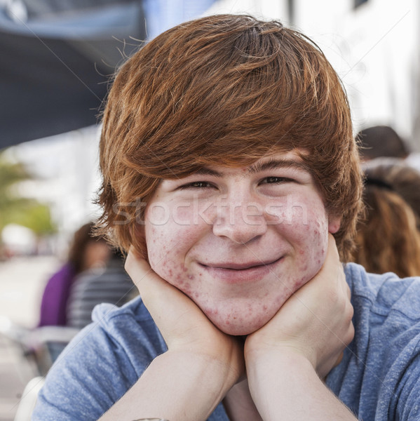 outdoor portrait of relaxed cute young boy   Stock photo © meinzahn