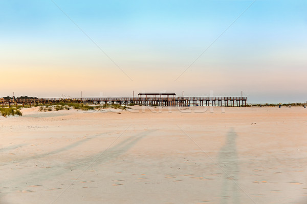romantic sunset with wooden pier at Dauphine Island Stock photo © meinzahn