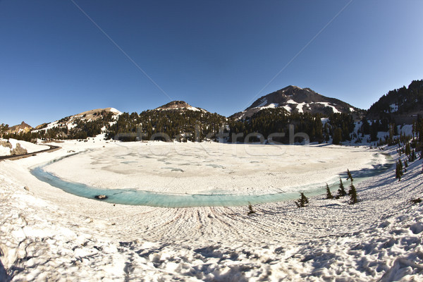 crater lake with snow on Mount Lassen in the national park Stock photo © meinzahn