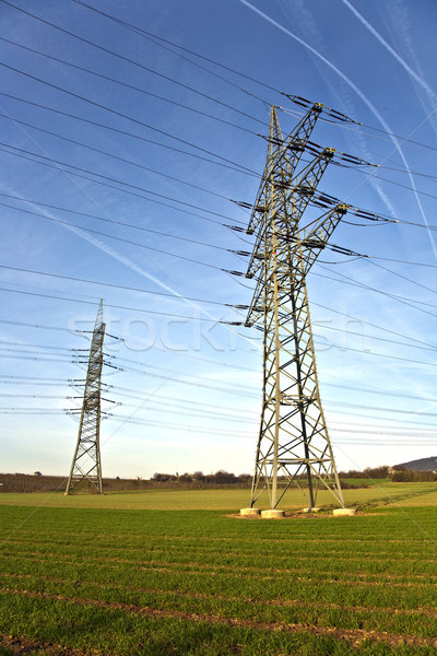 Stockfoto: Elektrische · toren · hemel · mooie · landschap · bouw