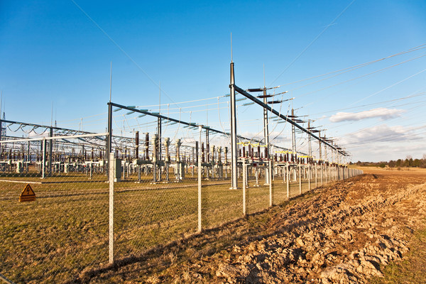 electricity relay station with high-voltage insulator and power  Stock photo © meinzahn