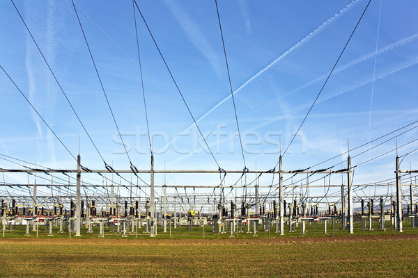 Elektomos elektromos erőmű égbolt gyönyörű tájkép építkezés Stock fotó © meinzahn