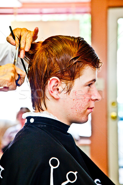young boys at the hairdresser Stock photo © meinzahn