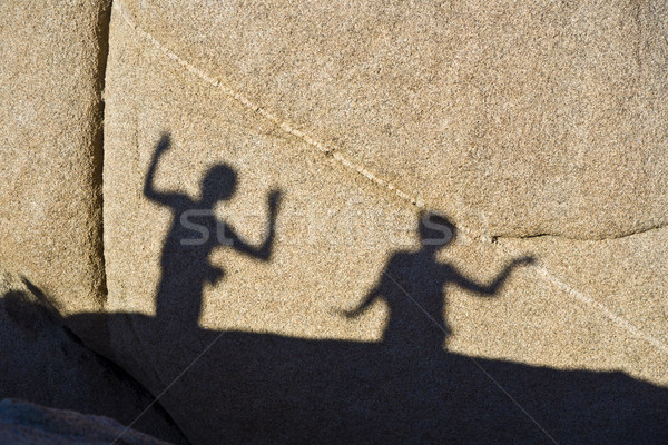 children playing with shadows on a rock in Jushua Tree National  Stock photo © meinzahn