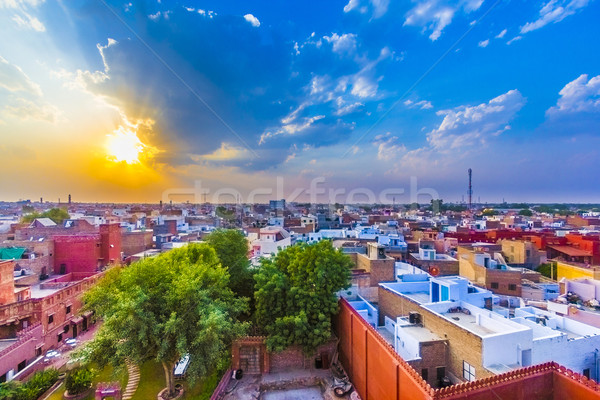 cityscape of Bikaner, old indian City in Rajasthan with a famous Stock photo © meinzahn