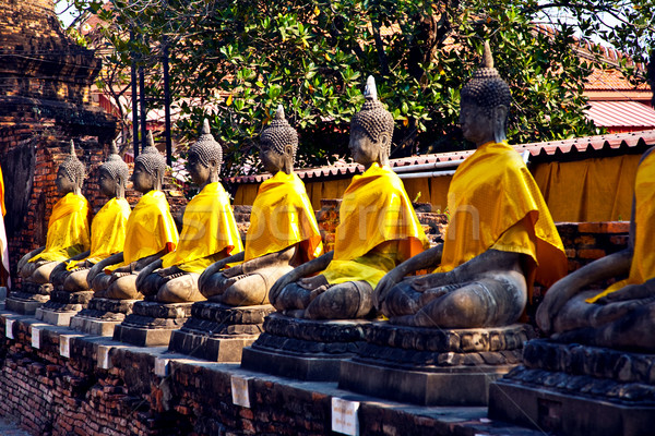 Buddha statues at the temple of Wat Yai Chai Mongkol  Stock photo © meinzahn