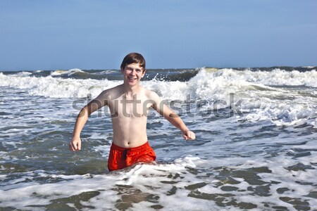 smart boy at the beach Stock photo © meinzahn