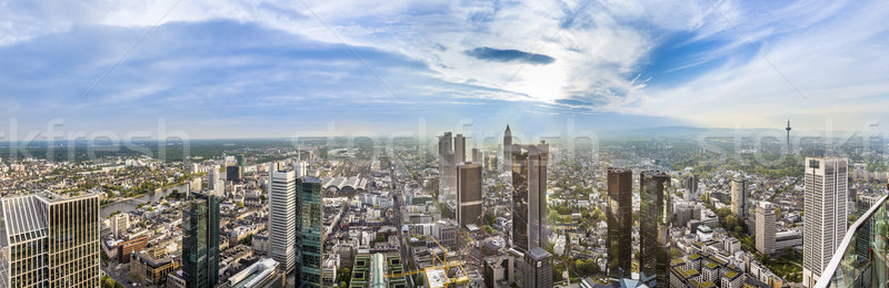 Stockfoto: Panorama · Frankfurt · hoofd- · wolkenkrabbers · gebouw
