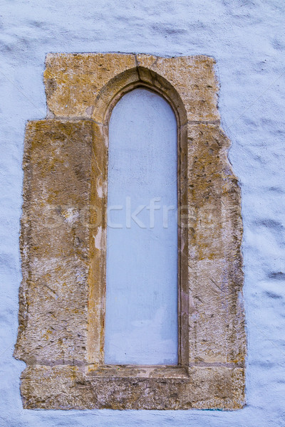 pattern of  blue wall with old window frame  Stock photo © meinzahn