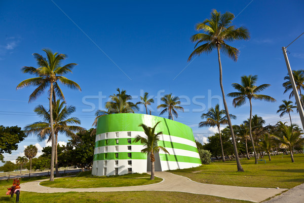 Art deco toalett tengerpart Miami pálmafák víz Stock fotó © meinzahn