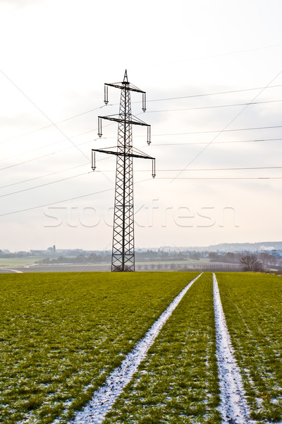 Stok fotoğraf: Elektrik · kule · kar · kış · güzel · ışık