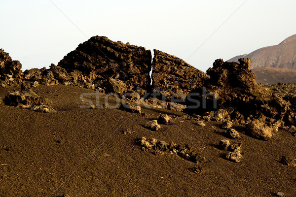volcano landscape at sunset, national parc of Timanfaya in Lanza Stock photo © meinzahn