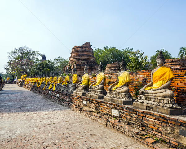 Buddha statues at the temple of Wat Yai Chai Mongkol in Ayutthay Stock photo © meinzahn