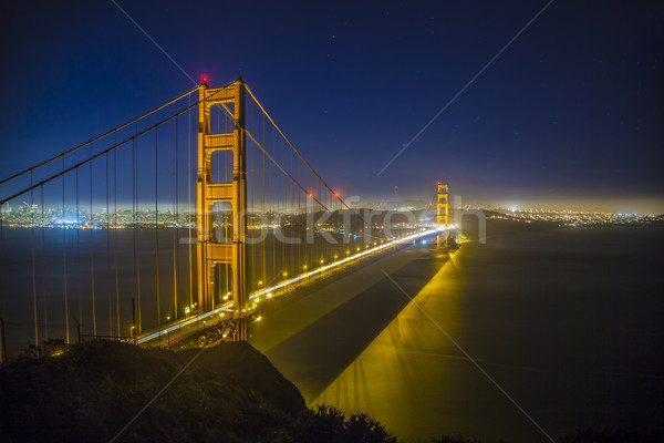 Foto d'archivio: Golden · Gate · Bridge · sera · luce · notte · view · noto