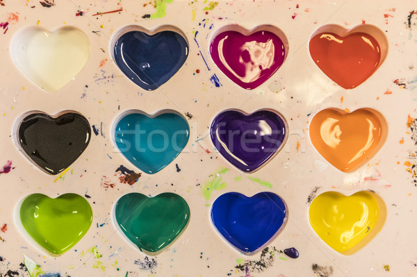 Szívárványszínű szív alak boldog szív festék művész Stock fotó © meinzahn