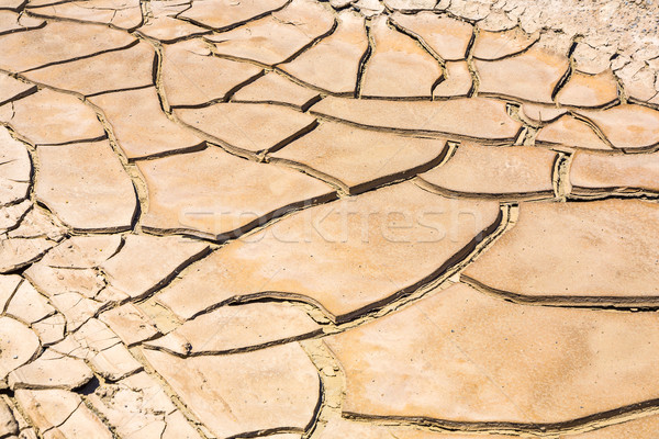 Suszy pęknięty błoto w górę zatoczka pustyni Zdjęcia stock © meinzahn