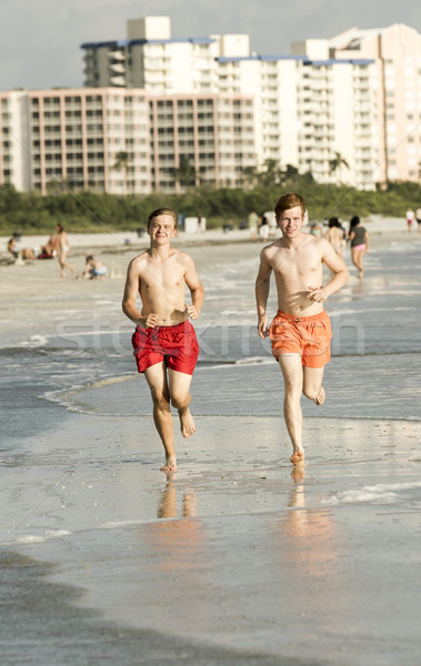 Stock foto: Teenager · Joggen · Strand · schönen · Körper · Schönheit