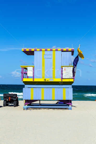 wooden life guard huts in art deco style in miami Stock photo © meinzahn