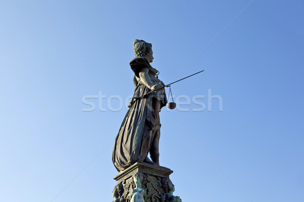 Stock photo: Statue of Lady Justice in front of the Romer in Frankfurt - Germ