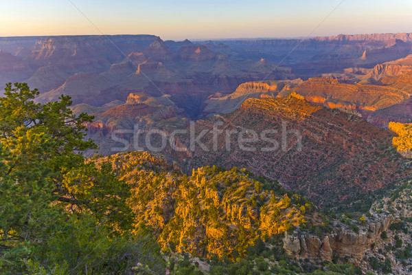 Foto stock: Dourado · rochas · Grand · Canyon · pôr · do · sol · colorido · ponto