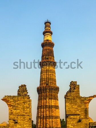 famous tower of Qutb Minar in Delhi, India Stock photo © meinzahn