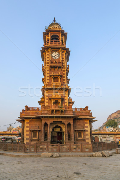 Stockfoto: Beroemd · klok · toren · stad · straat · tijd