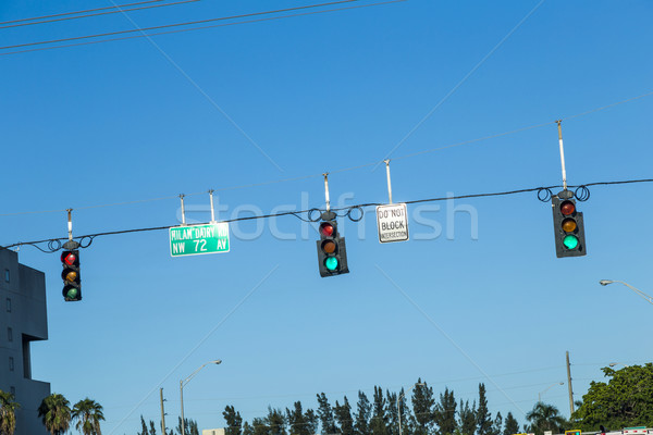 Verde semaforo cielo blu autostrada Foto d'archivio © meinzahn