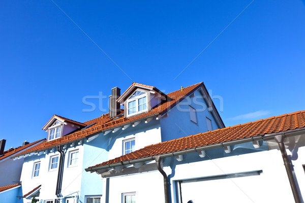 Familie zu Hause S blauer Himmel Himmel Haus Stock foto © meinzahn