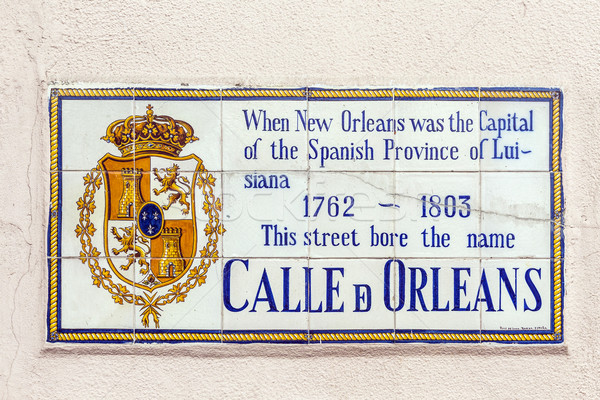 old street name Calle de Orleans painted on tiles in the French  Stock photo © meinzahn