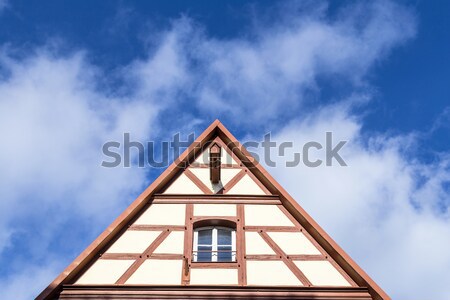 Gable roof of traditional German half-timbered house in medieval Stock photo © meinzahn