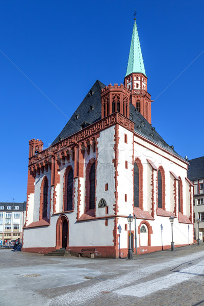 famous Nikolai Church in Frankfurt at the central roemer place Stock photo © meinzahn