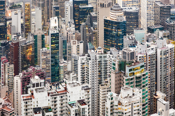 Panoramisch skyline Hong Kong stad business hemel Stockfoto © meinzahn
