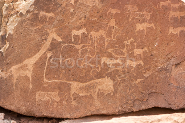 Stock photo: Bushman engravings in the granite rock, Twyfelfontein UNESCO Wor