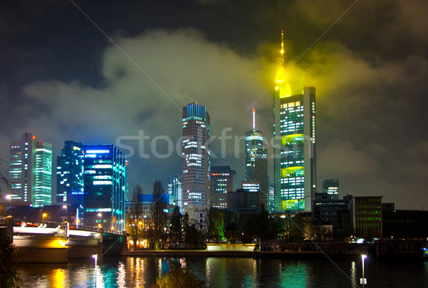 Франкфурт основной ночь Cityscape бизнеса Сток-фото © meinzahn