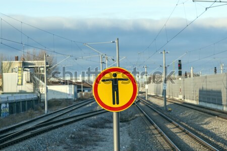 sign Beware of trespassing at train station Stock photo © meinzahn