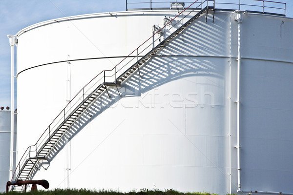 white tanks in tank farm with staircase Stock photo © meinzahn