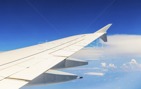 wing of aircraft in the blue sky Stock photo © meinzahn