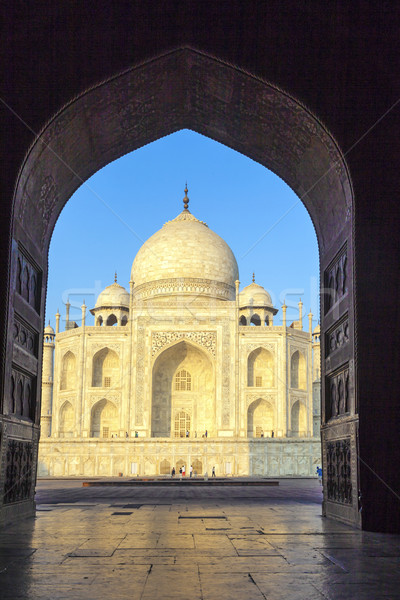 Taj Mahal Inde bleu sunrise architecture marbre [[stock_photo]] © meinzahn