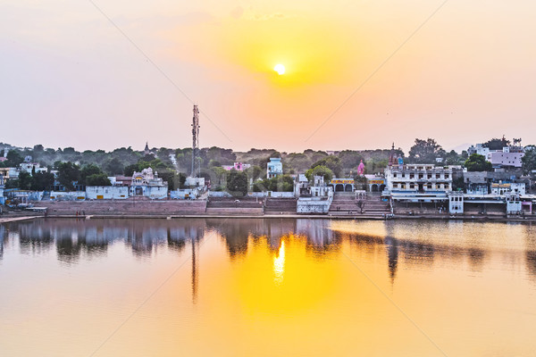lake view to the ghats of Pushkar Stock photo © meinzahn