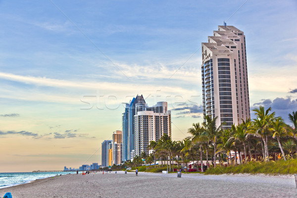 Miami beach with skyscrapers Stock photo © meinzahn