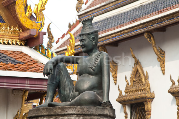 Posiedzenia człowiek kamień pałac Bangkok rysunku Zdjęcia stock © meinzahn