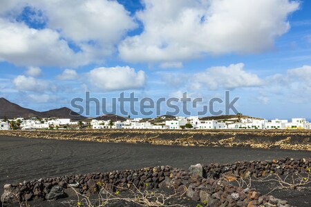 village of Tinajo with  volcanoes of Timanfaya national park Stock photo © meinzahn