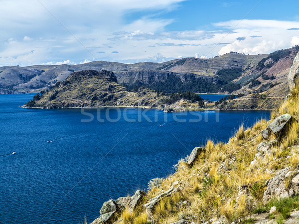 Göl Bolivya ada güneş plaj manzara Stok fotoğraf © meinzahn