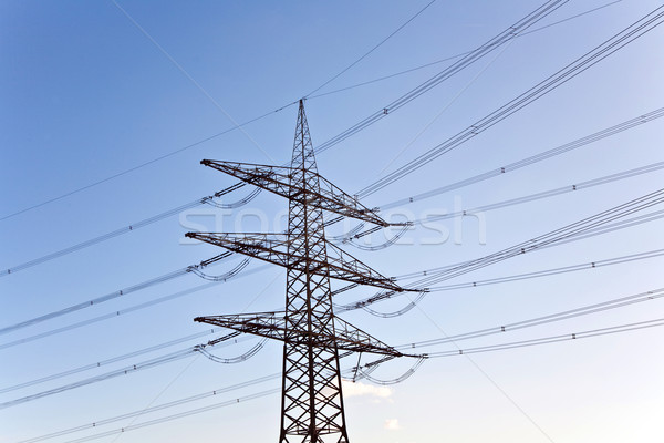 Elektriciteit toren energie mooie landschap hemel Stockfoto © meinzahn