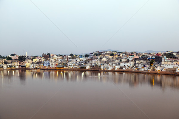 ghats in Pushkar with lake view in early morning Stock photo © meinzahn
