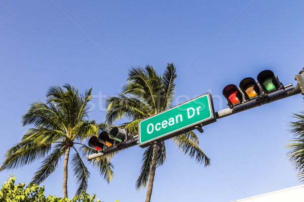 Street sign of famous street Ocean Drive in Miami South Beach Stock photo © meinzahn