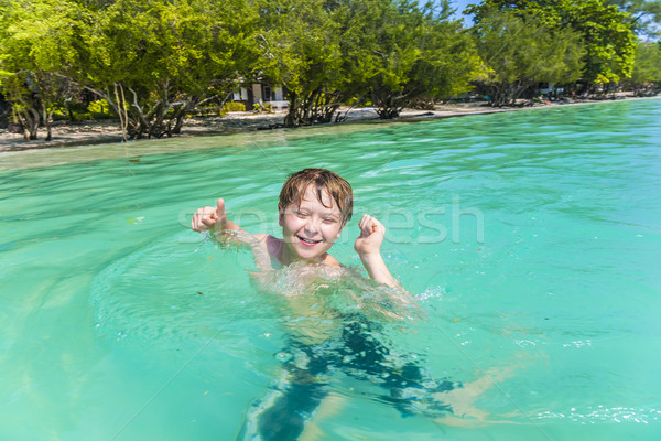 Foto stock: Natación · océano · caliente · mar · sonrisa