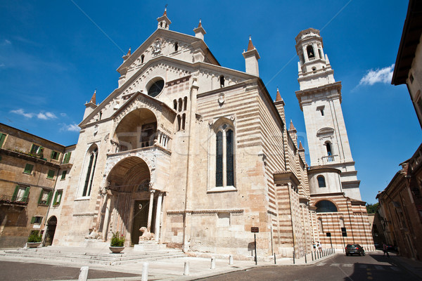 Stock photo: The facade of the catholic middle ages romanic cathedral iof San
